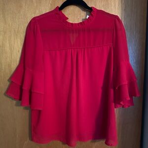 Monteau Los Angeles Red See-Through Shoulder Bell Sleeve